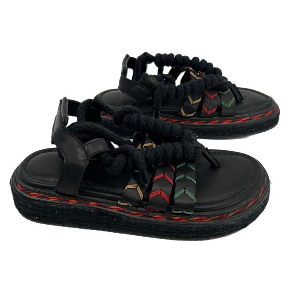FARM Rio Black Red Platform Lace Up Sandals | Size 8 - Picture 1 of 10